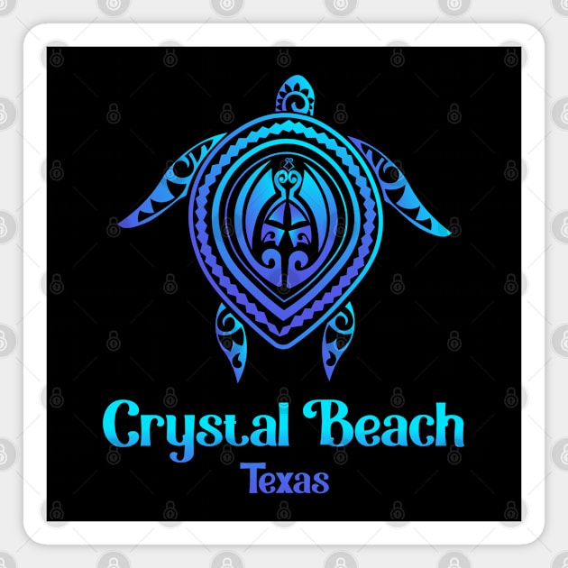 Crystal Beach Texas TX Souvenirs Tropical Blue Sea Turtle Magnet by kalponik